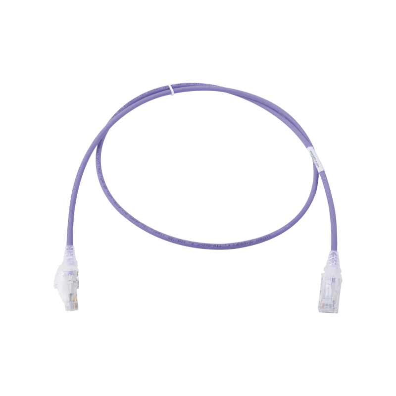 Cable de Parcheo  MC6 Modular Cat6 UTP CM/LS0H 3ft Violeta Diametro Reducido (28AWG) Version Bulk