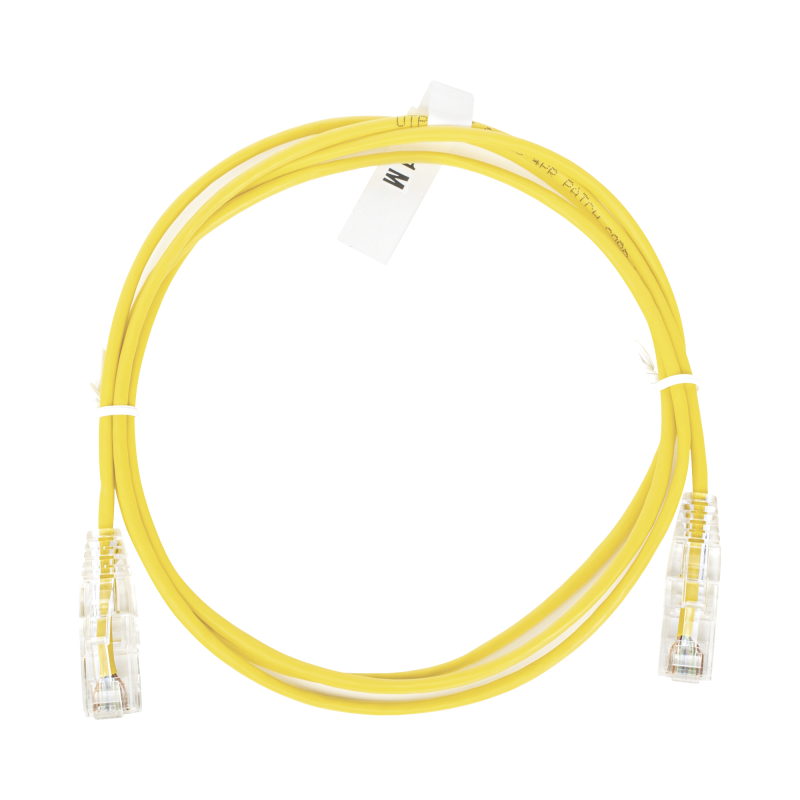 Cable de Parcheo Slim UTP Cat6 - 1 metro Amarillo Diametro Reducido (28 AWG)