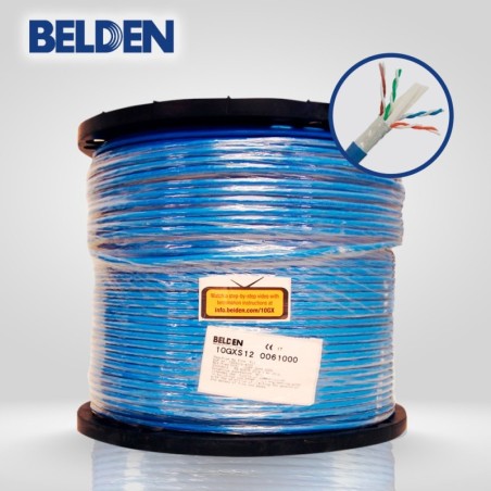 Cable utp cat6a belden 10gxs12 0061000 forro pvc azul cmr riser 4 pare