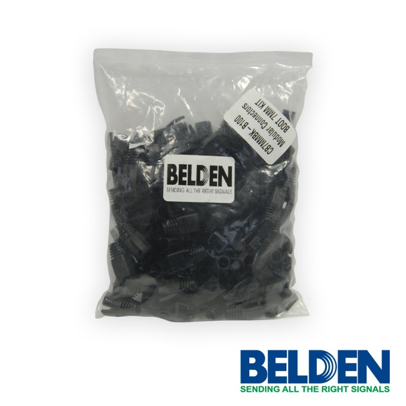 Bota de 7 mm belden cb7mmbk-b100 para plug rj-45 hecho en campo 100 pz