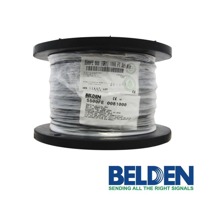 Cable para seguridad y sonido belden 5500fe 0081000 forro pvc gris cmr