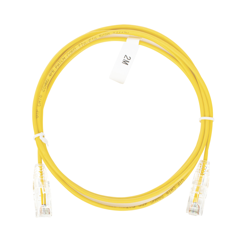 Cable de Parcheo Slim UTP Cat6 - 2 m Amarillo Diametro Reducido (28 AWG)