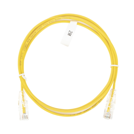 Cable de Parcheo Slim UTP Cat6 - 2 m Amarillo Diametro Reducido (28 AWG)