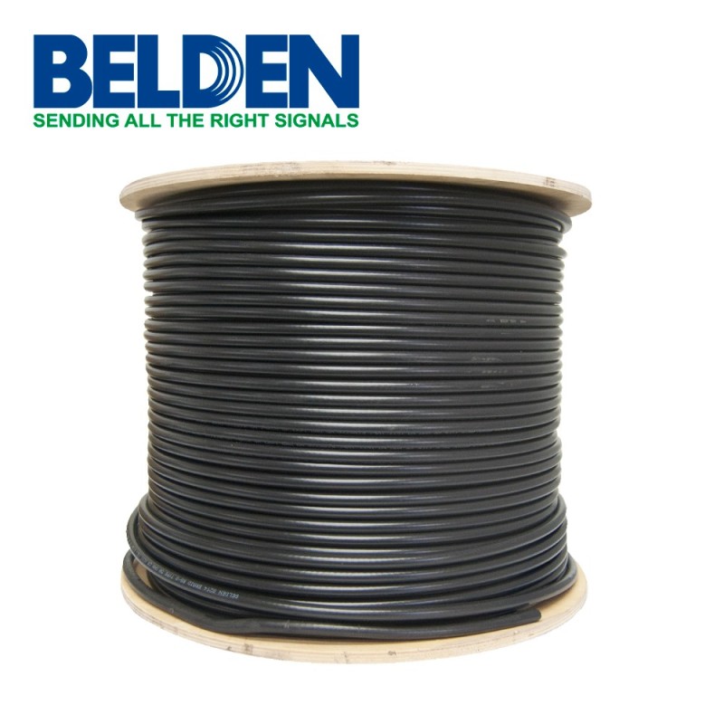 Cable rg8 belden 8214 0101000 condcutor flexible de cobre negro 305 mt