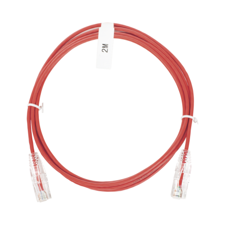 Cable de Parcheo Slim UTP Cat6 - 2 m Rojo Diametro Reducido (28 AWG)