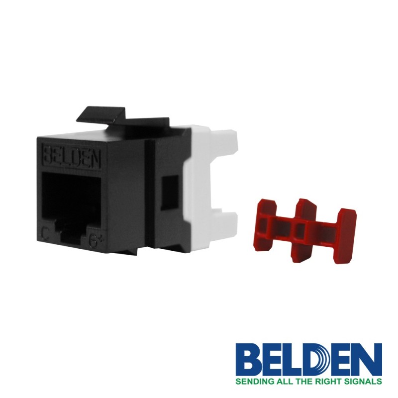 Conector modular jack rj45 cat6 belden ax101321 estilo keyconnect negr