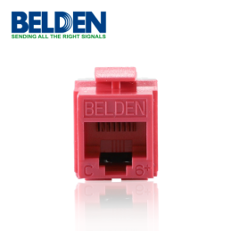 Conector modular jack rj45 cat6 belden ax101323 estilo keyconnect rojo