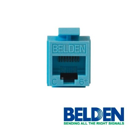 Conector modular jack rj45 cat6 belden ax101326 estilo keyconnect azul