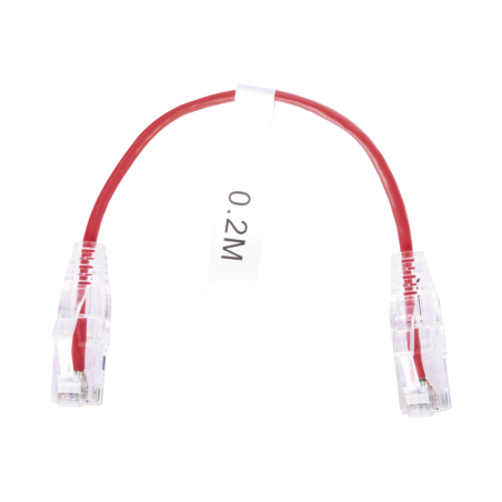 Cable de Parcheo Slim UTP Cat6 - 20 cm Rojo Diametro Reducido (28 AWG)