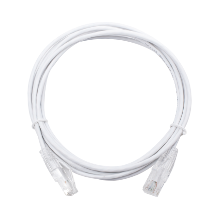 Cable de Parcheo Slim UTP Cat6 - 3 m Blanco Diametro Reducido (28 AWG)