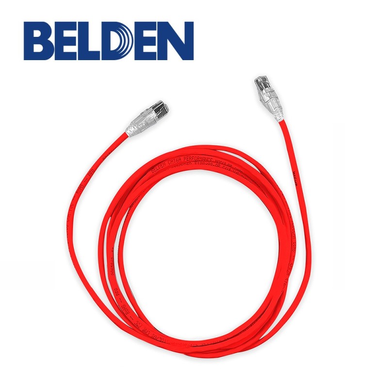 Patch cord utp cat6a belden cad1102004 forro pvc rojo cmr-riser 4 pare