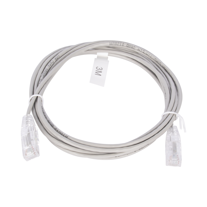 Cable de Parcheo Slim UTP Cat6 - 3 m Gris Diametro Reducido (28 AWG)