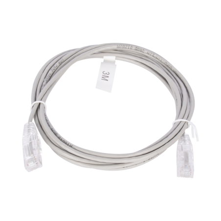 Cable de Parcheo Slim UTP Cat6 - 3 m Gris Diametro Reducido (28 AWG)