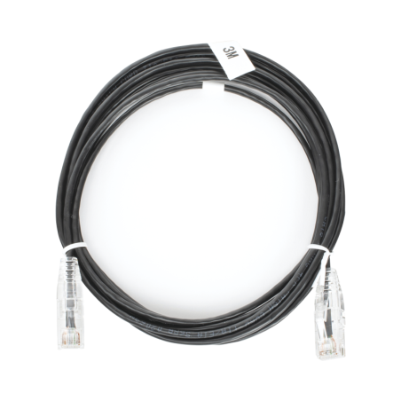 Cable de Parcheo Slim UTP Cat6 - 3 m Negro Diametro Reducido (28 AWG)