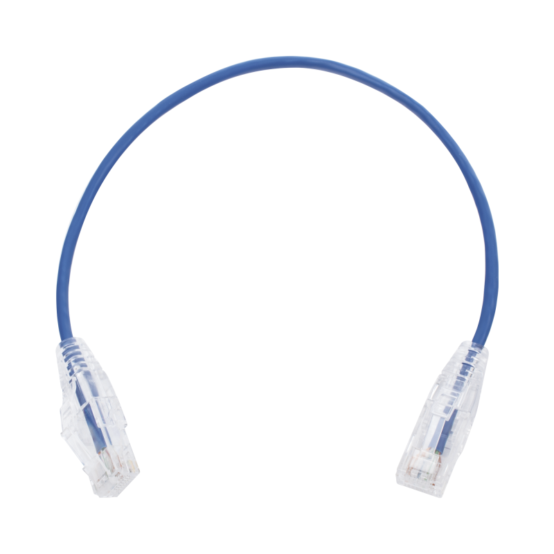 Cable de Parcheo Slim UTP Cat6 - 30 cm Azul Diametro Reducido (28 AWG)