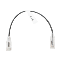 Cable de Parcheo Slim UTP Cat6 - 30 cm Negro Diametro Reducido (28 AWG)