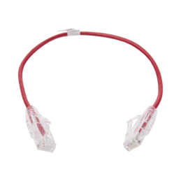 Cable de Parcheo Slim UTP Cat6 - 30 cm Rojo Diametro Reducido (28 AWG)