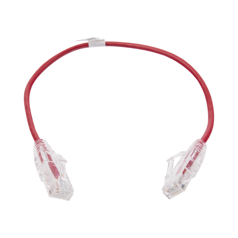 Cable de Parcheo Slim UTP Cat6 - 30 cm Rojo Diametro Reducido (28 AWG)