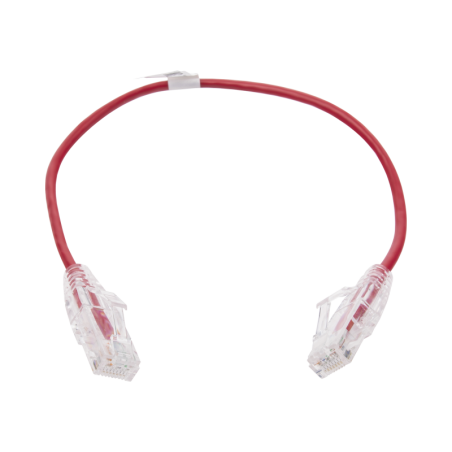 Cable de Parcheo Slim UTP Cat6 - 30 cm Rojo Diametro Reducido (28 AWG)