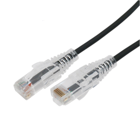 Cable de Parcheo Slim UTP Cat6A - 0.5 m Negro Diametro Reducido (28 AWG)