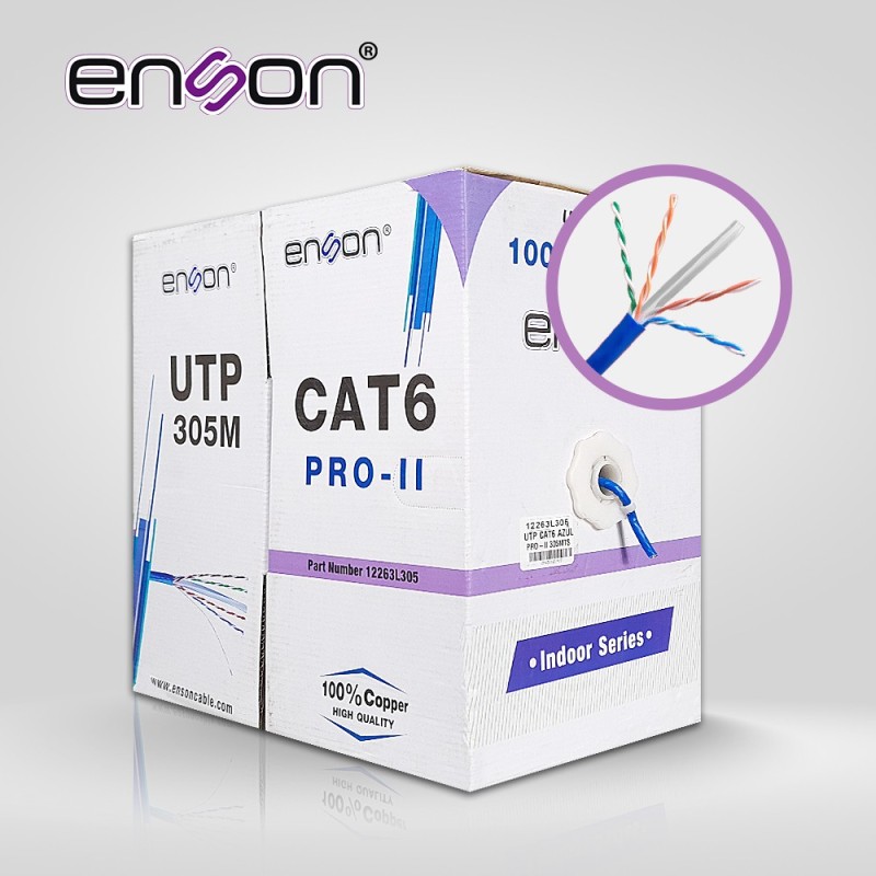 Cable utp cat6 enson 12263l305 serie pro-ii calibe 23 awg 100% cobre d