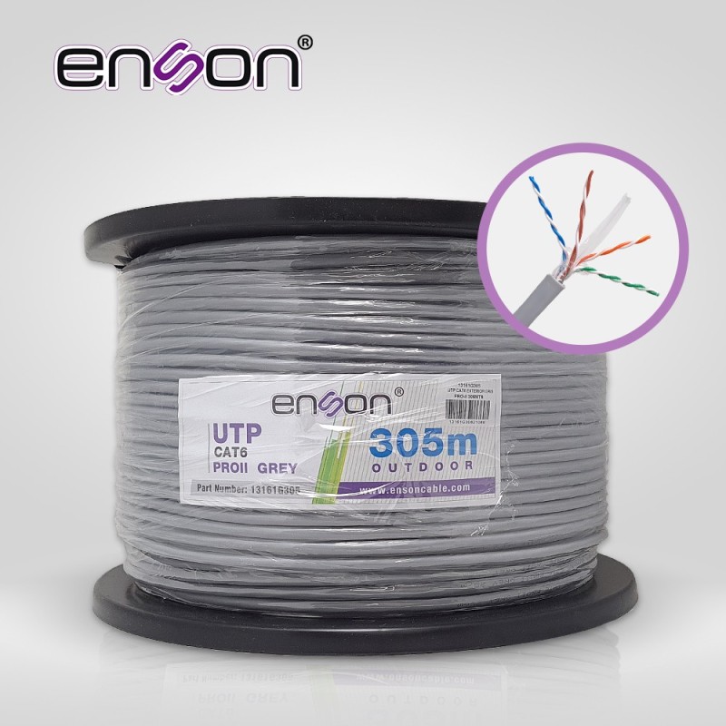 Cable utp cat6 enson 13161g305 serie pro-ii calibe 23 awg 100% cobre d