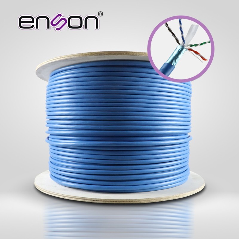 Cable utp cat6a enson 12264l305 forro pvc azul 4 pares 500mhz 100 por