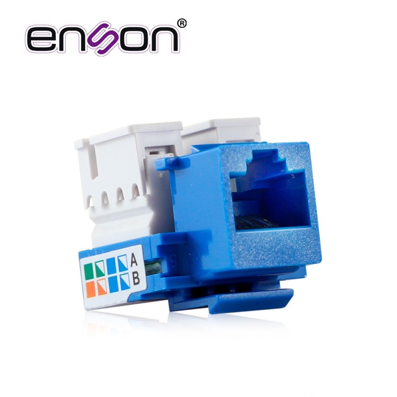 Conector jack enson ens-jc5bl cat5e color azul a 90 grados ponchado co