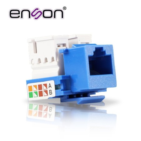 Conector jack enson ens-jc6bl cat6 color azul a 90 grados ponchado con