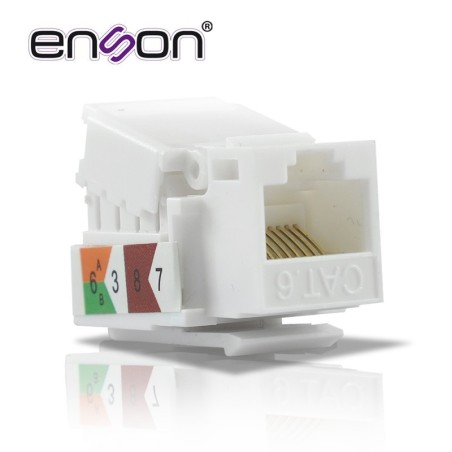 Conector jack enson ens-jtl6wh cat6 color blanco a 90 grados ponchado