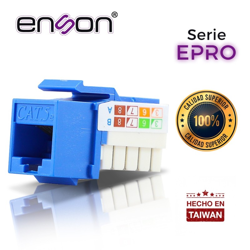 Conector modular jack rj45 enson epro-jack5e-bl serie pro, posicion ve