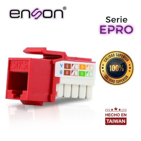 Conector modular jack rj45 enson epro-jack5e-rd serie pro, posicion ve