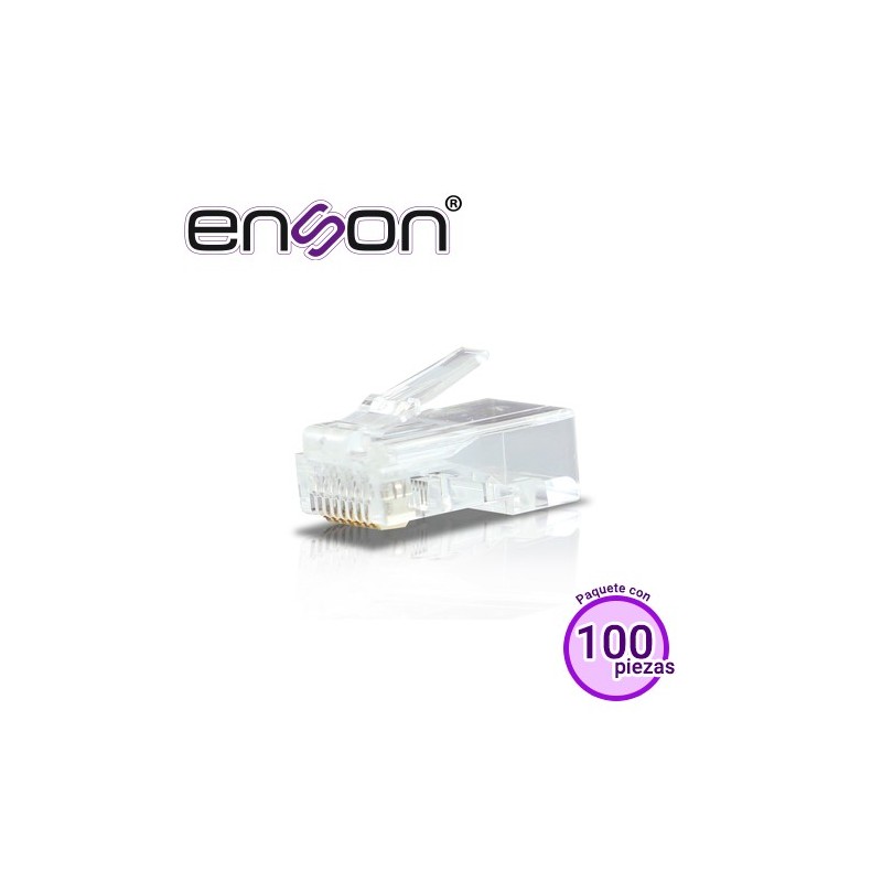 Conector rj-45 cat6 enson ens-plcat6 8 pines de cobre paquete 100pieza