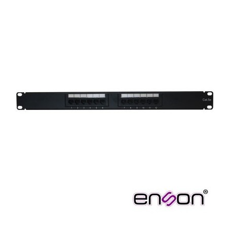 Patch panel enson ens-pa12p5e 1ur precargado cat5e 12 puertos montaje