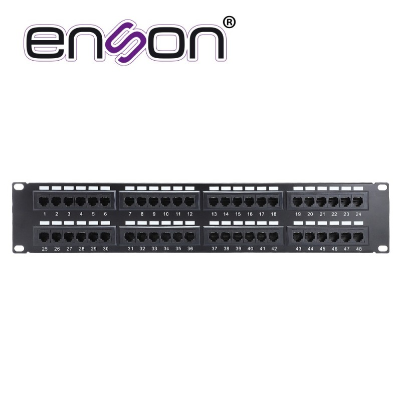 Patch panel enson ens-pat48c6a 2ur precargado cat6a 48 puertos montaje