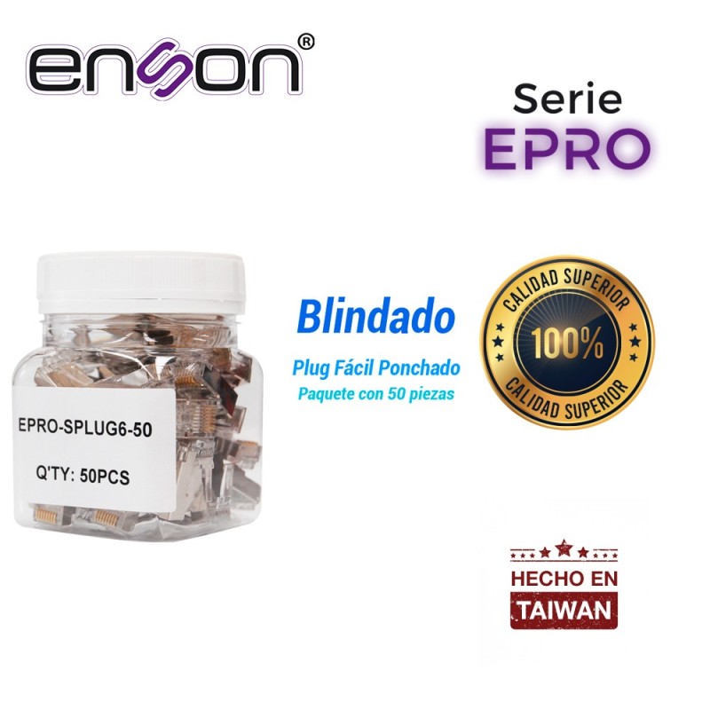 Plug facil ponchado blindado enson epro-splug6-50 bote de 50 pzs para