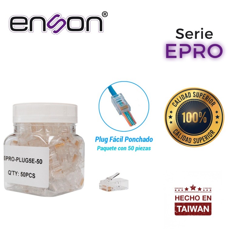 Plug facil ponchado enson epro-plug5e-50 bote de 50 pzs para cable utp