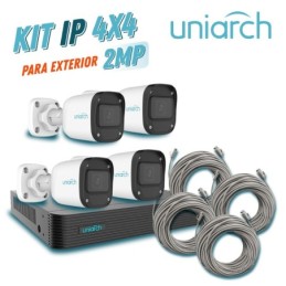 Kit 4x4 uniarch ip exterior bullet 2mp 1080p incluye 1 nvr poe 4ptos +