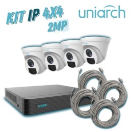 Kit 4x4 uniarch ip exterior turret 2mp 1080p incluye 1 nvr poe 4 ptos