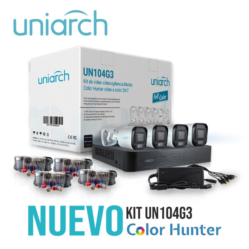 Kit bulleta uniarcha a un104g3a incluye 4 camarasa bullet 2mp / exteri