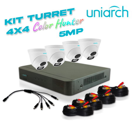 Kit sin caja uniarch 4x4, 5 megapixeles 4 camaras analagicas turret in