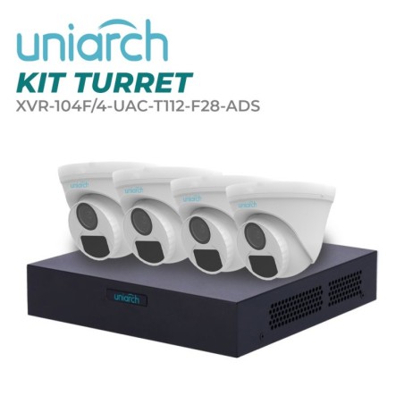 Kit turret uniarcha kit/xvr-104f/4-uac-t112-f28-adsa  4 camaras tipo t