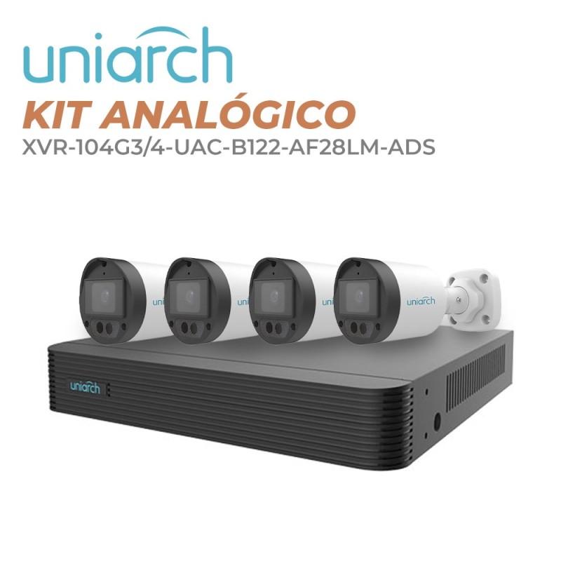 Kit uniarch bullet 2mp / 4 camaras tipo bullet analogas 2mp interior /