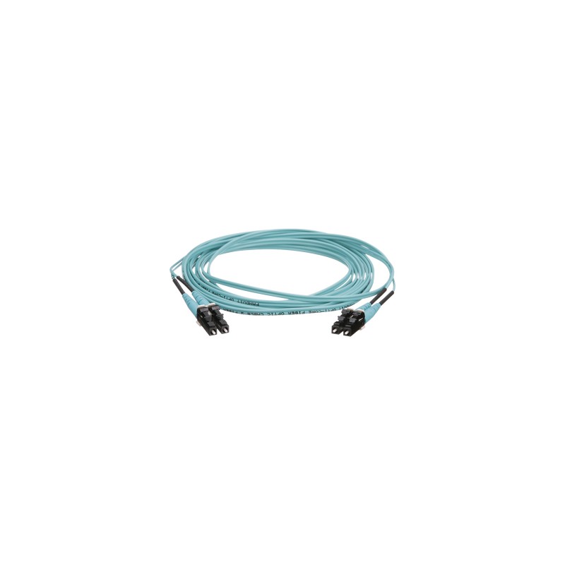 Jumper de Fibra Optica Multimodo 50/125 OM4 LC-LC Duplex OFNR (Riser) Aqua 15 ft