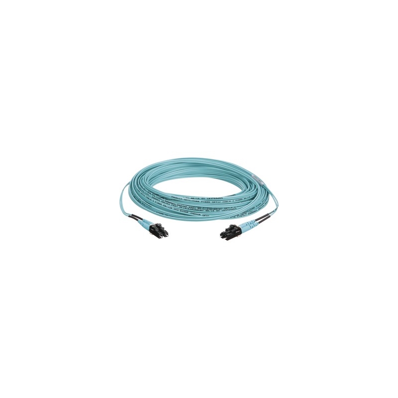 Jumper de Fibra Optica Multimodo 50/125 OM3 LC-LC Duplex OFNR (Riser) Aqua 28 ft