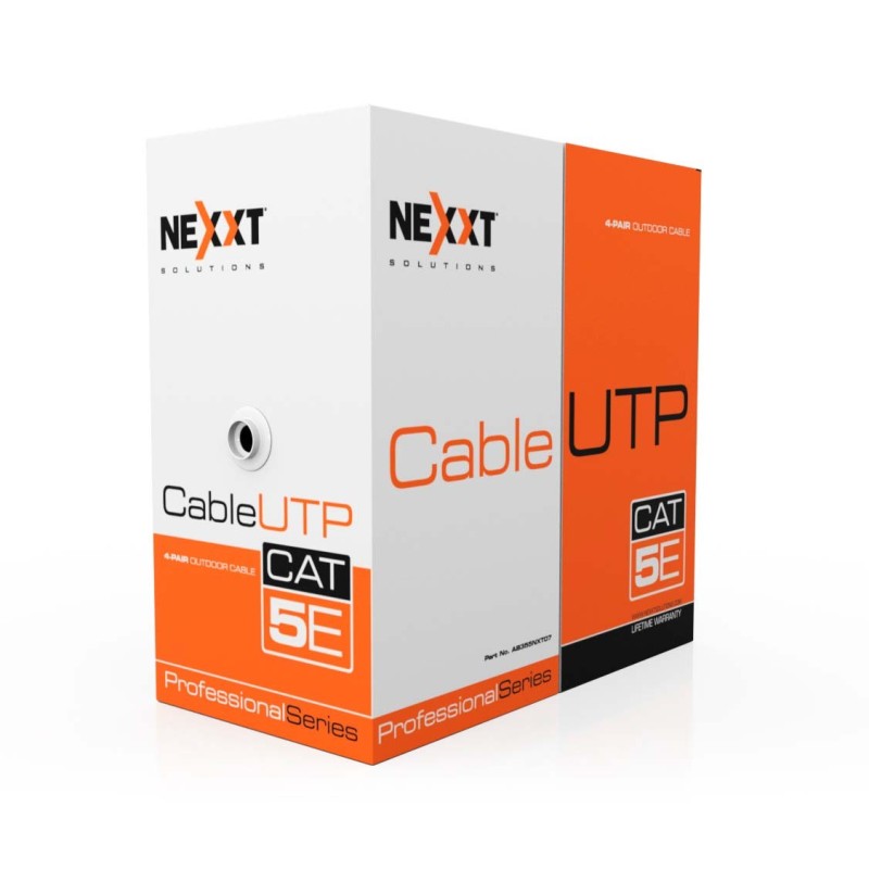 Bobina de Cable Nexxt Cat.5E UTP  tipo CMX Externo 4P  305M Negro Professional