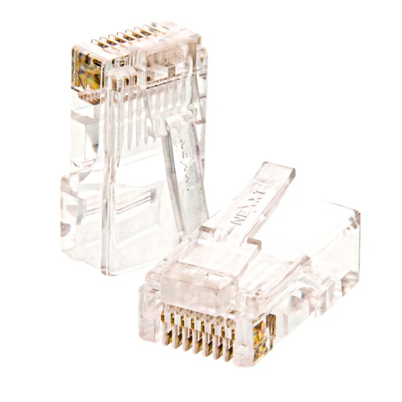 Conector Plug RJ45 Nexxt Cat.6 Conector Modular sin blindajebaño oro 50 micropulgadas bolsa 100 Pza