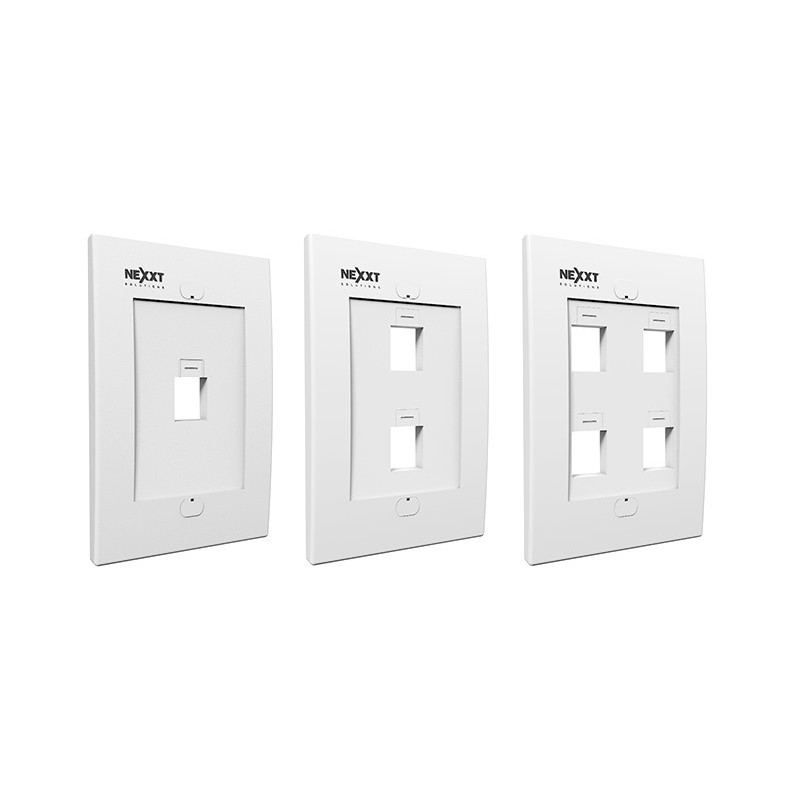 Placa de pared con iconos de identificación 2 puerto para conectores tipo keystone Blanco