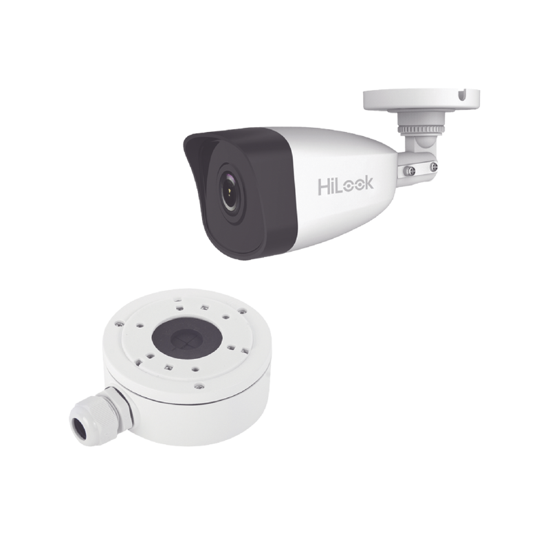 Camara Bala IP 4MP/ 30 mts IR / IP67 / PoE / dWDR / Lente 2.8 mm + Caja de conexion DS-1280ZJ-XS