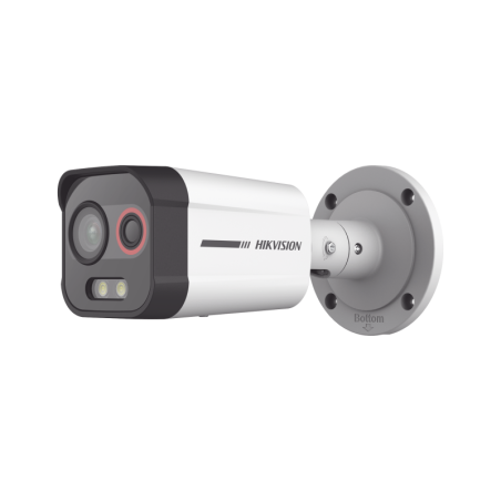 Camara Bala IP Dual / Termica 1.35 mm 96 x 72 / Optico 4 mm 4 MP / Deteccion de Intrusion por VCA 30 mts /30 mts Luz Blanca / IP